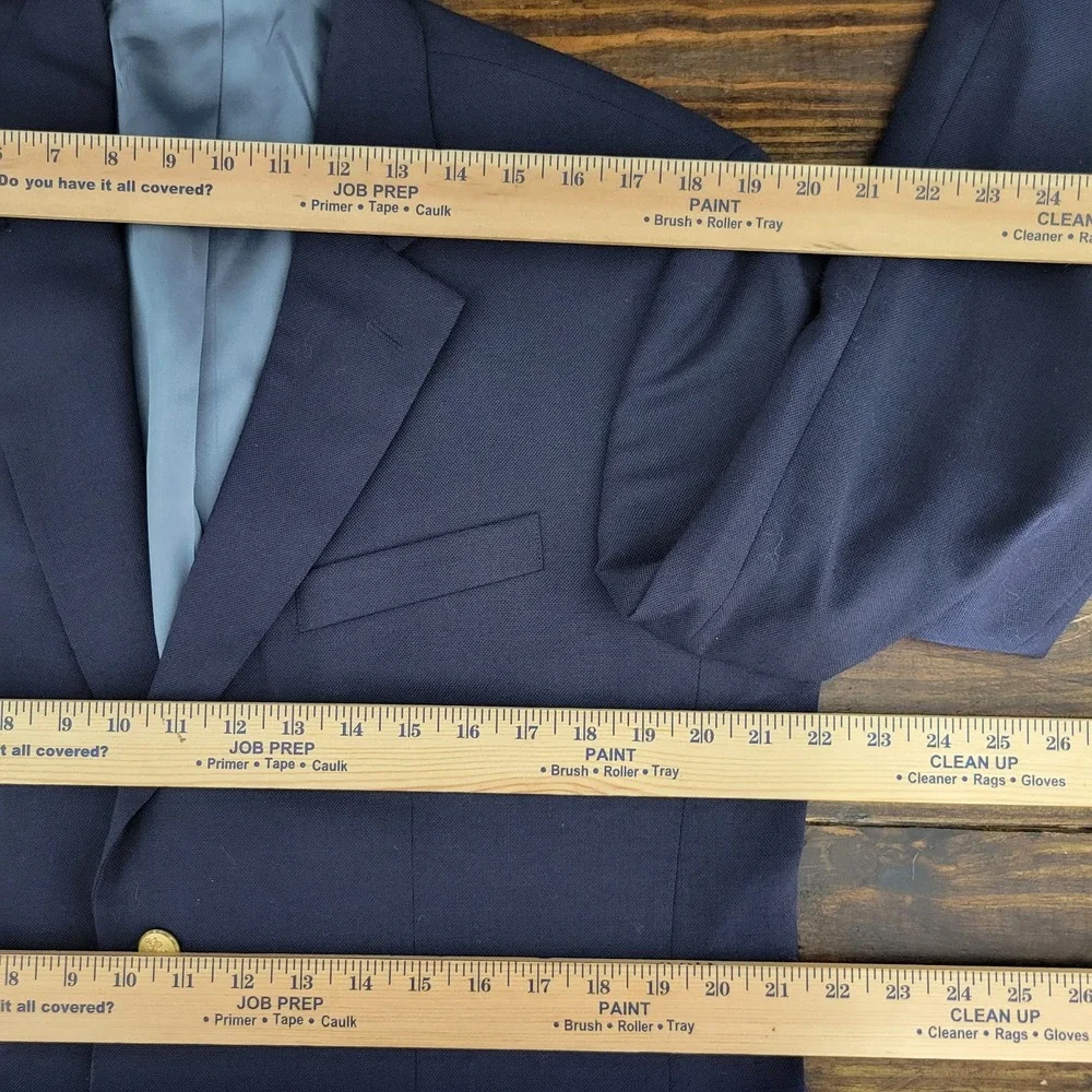 VTG Stafford Men's Sport Coat Blazer Two Button Navy Blue Polyester Wool 42R‎